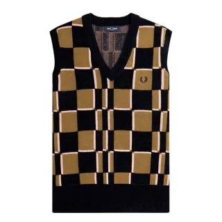 Fred Perry Navy Glitch Chequerboard Shaded Stone Stricktank
