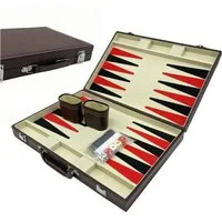 relaxdays Spiel Brauner Backgammon Koffer, Strategiespiel, braun