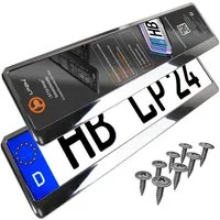 L & P Car Design Kennzeichenhalter für Auto in Chrom Vollchrom Kennzeichenhalterung Halter, (2 Stück)