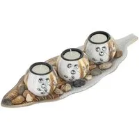 relaxdays Teelichthalter mit Tablett 3 runde Teelichthalter mit Tablett (3 St)