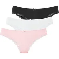 LASCANA Brasilslip (3er-Pack) aus elastischer Baumwolle mit zarter Spitze