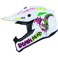 Broken Head Motocrosshelm Broken Head Crosshelm FreakZone Weiss-Pink-Grün, Auffälliges Design