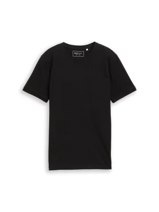 Denim Tom Tailor - Basic Piqué T-Shirt black - Gr. - S