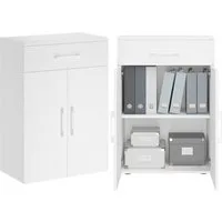Bellamio Mehrzweckschrank Apol 88 cm hoch (2 Fächer & 1 Schublade, Weiß) Büroschrank verfügbar mit & ohne Schublade