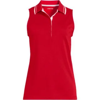 Ärmelloses Supima-Poloshirt, Damen,  Rot, Baumwolle, by Lands' End