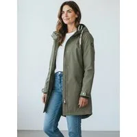 Dry Fashion Regenjacke Kiel Damen Regenmantel - Outdoor-Jacke Parka Wasserdicht & Winddicht Verschweißte Nähte, Kapuze verstellbar, abgedeckter Reißverschluss