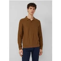 s.Oliver Longpullover Strickpullover Baumwoll-Strickpolo mit Flammgarnstruktur
