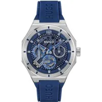 HUGO Multifunktionsuhr #GRAIL SKELETON 1530375, Armbanduhr, Quarzuhr, Herrenuhr, Datum, Silikonarmband