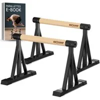 NEOLYMP Liegestützgriffe Parallettes Holz - Calisthenics Equipment Liegestützgriffe - Push Up (Set, Push Up Bars belastbar bis 500 kg - inkl. E-Book & Grip Tapes), Handstand Griffe aus massivem Holz & Stahl - rutschfest & ergonomisch