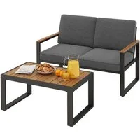 COSTWAY Balkonset, (2-tlg), Gartenmöbel Set mit Kissen, Aluminiumrahmen