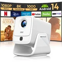 XGODY 2026 Neuer Smart Beamer 4k heimkino mit Android 14, Integrierte APP LCD-Beamer (1000 lm, 2500:1, 3840 x 2160(1000 ANSI) px, Autofokus, Full HD 1080P, unterstützt 8K-Decodierung Projektor)