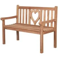 bene living Gartenbank Herz 120 cm - Teakholz, geschwungende Armlehnen - Rückenlehnen mit Herz-Motiv