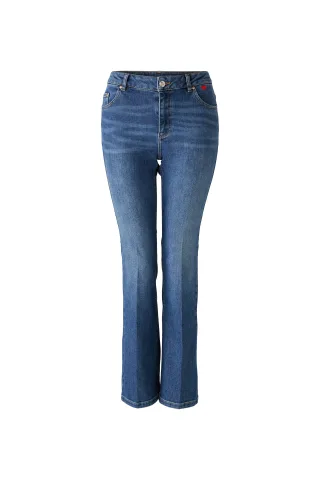 Oui - Jeans EASY KICK Mid Rise, regular darkblue denim - Gr. - 42