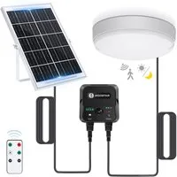Aigostar LED Solarleuchte Solarlampe Decke Außen LED Solar Deckenleuchte Outdoor, mit 8m Kabel, Sensorschalter, LED fest integriert, Kaltweißes Licht