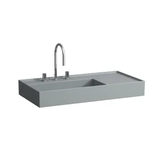 LAUFEN Waschtisch Kartell · LAUFEN 460x900x150, 2 Hahnloch, ohne Überlauf, Ablage rechts, graphit m H8103387588151