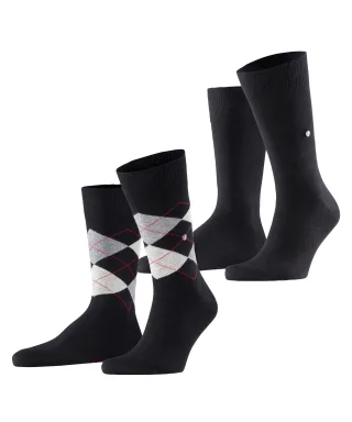 Burlington - Burlington Everyday Argyle Mix 2-Pack Herren black - Gr. - 43