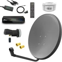 ARLI 60 cm HD Sat Anlage Set inkl. Receiver + Kabel + Stecker SAT-Antenne (60 cm, Stahl)
