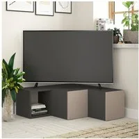 Decortie Schreibtisch Compact, Moderner TV-Ständer TV-Element Mit Wandregal, 90,6 x 94,2 x 31,4 cm