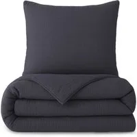 Laynenburg Bettwäsche Musselin aus 100% Baumwolle in 135x200 oder 155x220 cm, atmungsaktiv & bügelfrei – 2 lagig mit Reißverschluss & Haltebändern