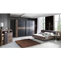 FORTE Schlafzimmer-Set Schlafzimmerset Bellevue 3 Schwarzeiche und Schlammeiche