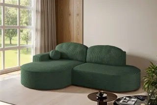 Ecksofa Schlafsofa Sofa GIRONA Stoff Poso Grün Ottomane Links