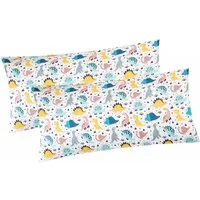 Heubergshop Kissenbezug, (2 Stück), 2er Set in 40x80cm - Dino Dinosaurier Baumwolle Kinder (KY-Dino)