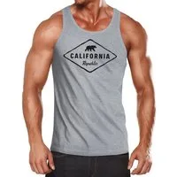 Neverless Tanktop Herren Tank-Top California Republic Bear Badge Bär Sunshine State USA Muskelshirt Muscle Shirt Neverless® mit Print