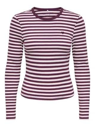 ONLY - ONLVAL L/S O-NECK STRIPE TOP JRS Fig - Gr. - M