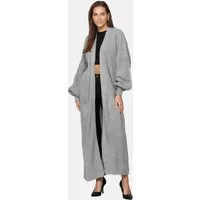 Elara Cardigan – Damen Longcardigan in Grobstrick mit Ballonärmeln und Taschen