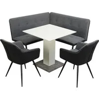 HTI-Living Eckbankgruppe Sitzgruppe Anthrazit/Grau/Weiß Joschka, (Sparpaket, 4-tlg., 1 Esstisch, 1 Eckbank, 2 Stühle), Esstisch Eckbank und Esszimmerstühle