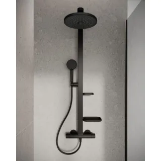 Ideal Standard Alu+ Duschsystem BD583XG mit Ceratherm Thermostat, 2 Ablagen, Silk Black