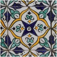 Casa Moro Wandfliese Orientalische Keramikfliese aus Marokko – HANDMADE Fliesen Dekor, Keramik 10x10, bunt, 4er Set, Handgefertigt, Handbemalt