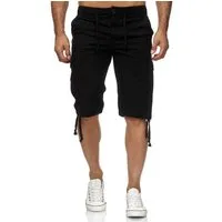 Reslad Leinenhose Reslad Leinen Cargo Shorts Männer Strandhose Herren Leinenhose 3/4 (1-tlg) Strandhose im Leinen-Look mit Cargotaschen