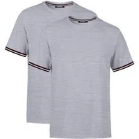 COMEOR T-Shirt Basic Herren Kurzarm Rundhalls (Packung, 2-tlg) mit gestreiften Ärmel Bündchen