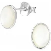 ALEXANDER YORK Paar Ohrstecker MUSCHELPERLMUTT oval weiß, 2-tlg., 925 Sterling Silber
