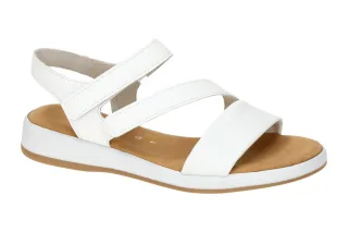 Gabor 82.733 Damen Sandalette Wei? Echtleder Keilabsatz Klettverschluss