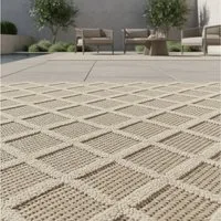 KADIMA DESIGN Outdoorteppich IMST Wetterfest UV-Beständig Balkon Waschbar Strapazierfähig, Läufer, Höhe: 8 mm, Beige, 80x150 cm, Balkonteppich Ethno Waschbar
