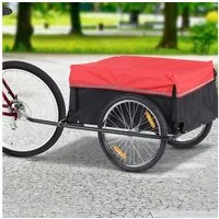 HOMCOM Fahrradlastenanhänger Lasten-Fahrradanhänger, Rot+Schwarz 140 x 88 x 60 cm