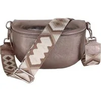 MIRROSI Bauchtasche Damen, Echtleder, Leder, Made in Italy, Umhängetasche, Brusttasche, (Schultertasche für jeden Anlass (1 Tasche & 1 / 2 Gurte), METALIC Gold Silber Crossbody Bag, verstellbare Schulterriemen