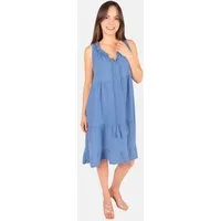 Seasons of April Blusenkleid BUKI MUSSELIN Ärmelloses Damen Musselin Kleid Damenkleid mit Tasseln in Trendfarben