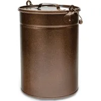 Landshop24 Mülleimer Eimer Metall Ascheeimer verzinkt Kupfer-Antik 13 Liter, Stahlblech pulverlackiert Eimer mit Deckel
