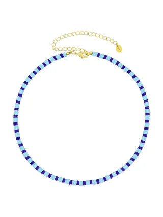 Fashionbox Kette mit Vinylplättchen blau/hellblau vergoldet