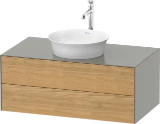 Duravit White Tulip Konsolenwaschtischunterbau wandhängend Natur Eiche & Stein Grau Matt & Seidenmat WT49860H592