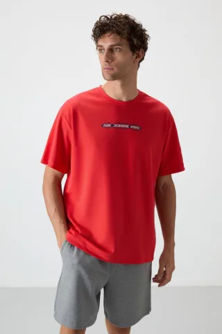 Übergröße Bedrucktes Rundhals-T-Shirt