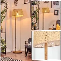 hofstein Stehlampe Stehlampe mit Holzfuß und Schirm aus Rattan/Wienergeflecht, ohne Leuchtmittel, Boho-Style, skandinavisches Design (45 cm), Fußschalter, 1 x E27