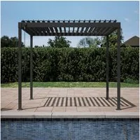 Mirador Pergola 80S Pavillon Terrassenüberdachung Anthrazit, (Packung), Stahl Anthrazit verstellbares Lamellendach