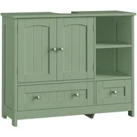 Homfa Waschbeckenunterschrank Unterschrank Badezimmerschrank mit 2 Schubladen und 2 Türen, Breite 80 cm, freistehend
