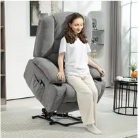 HOMCOM Relaxsessel mit Aufstehhilfe, Liegefunktion, Wärmefunktionen, Massagefunktion (Kord, 1-St., TV-Sessel), mit Seitentasche und Fernbedienung, Dunkelgrau