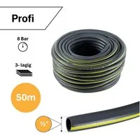 APD Schlauchtechnik Gartenschlauch Gartenschlauch Grau 1/2 Zoll 50 m 3-lagig verstärkt knickfest "Profi"