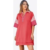 Imily Bela Minikleid Damen Polo Oversized Sweatshirt Kleider (Packung, 1-tlg., 1per-Pack) mit V-Ausschnitt